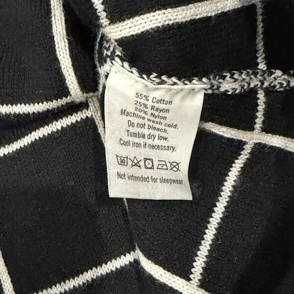 Janie and Jack Black White Windowpane Sweater Dress Shoulder Bow Toddler 2T NWT